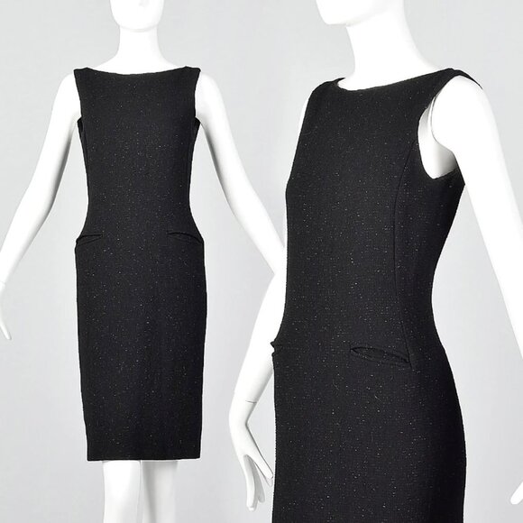 Moschino Cheap & Chic Tight Black Boatneck Dress with Lurex Threads  | S… - Picture 1 of 12